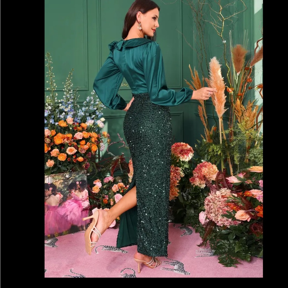 Glamorous Emerald Sequin Dress